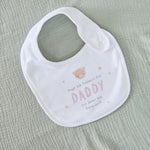 Personalised Father's Day Baby Bear Bib in White and Pink