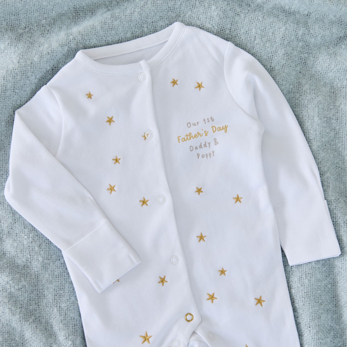 Personalised Our 1st Father’s Day Gold Star Sleepsuit