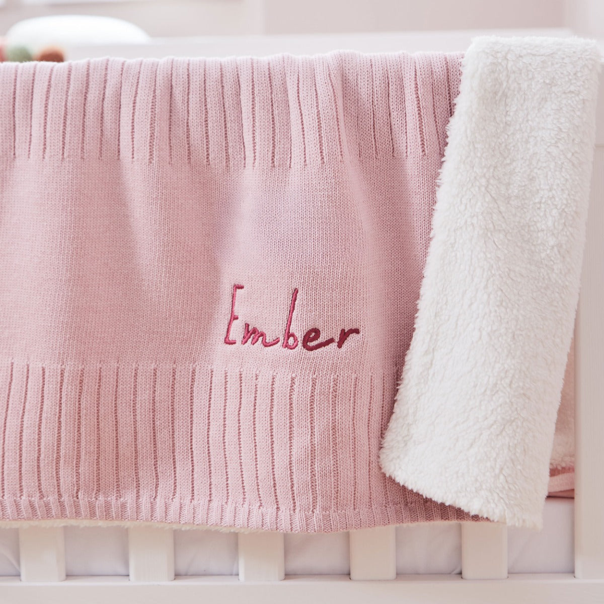Personalised Fleece Lined Blanket in Pink