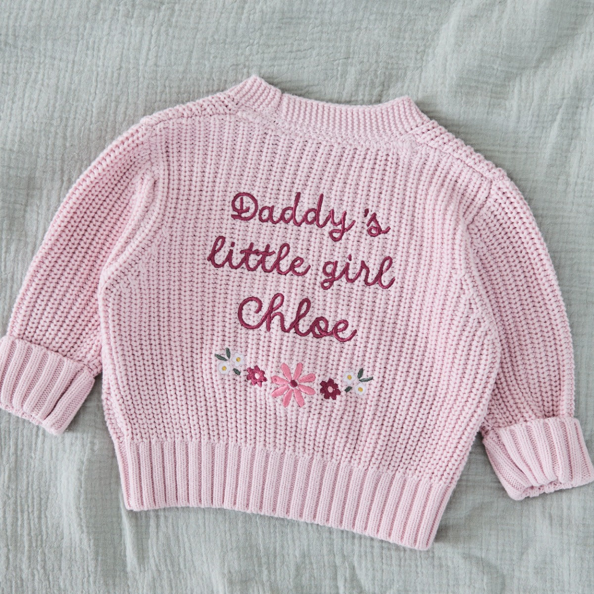 Personalised Daddy’s Little Girl Pink Cardigan