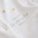 Personalised Christening Day Gold Star Sleepsuit