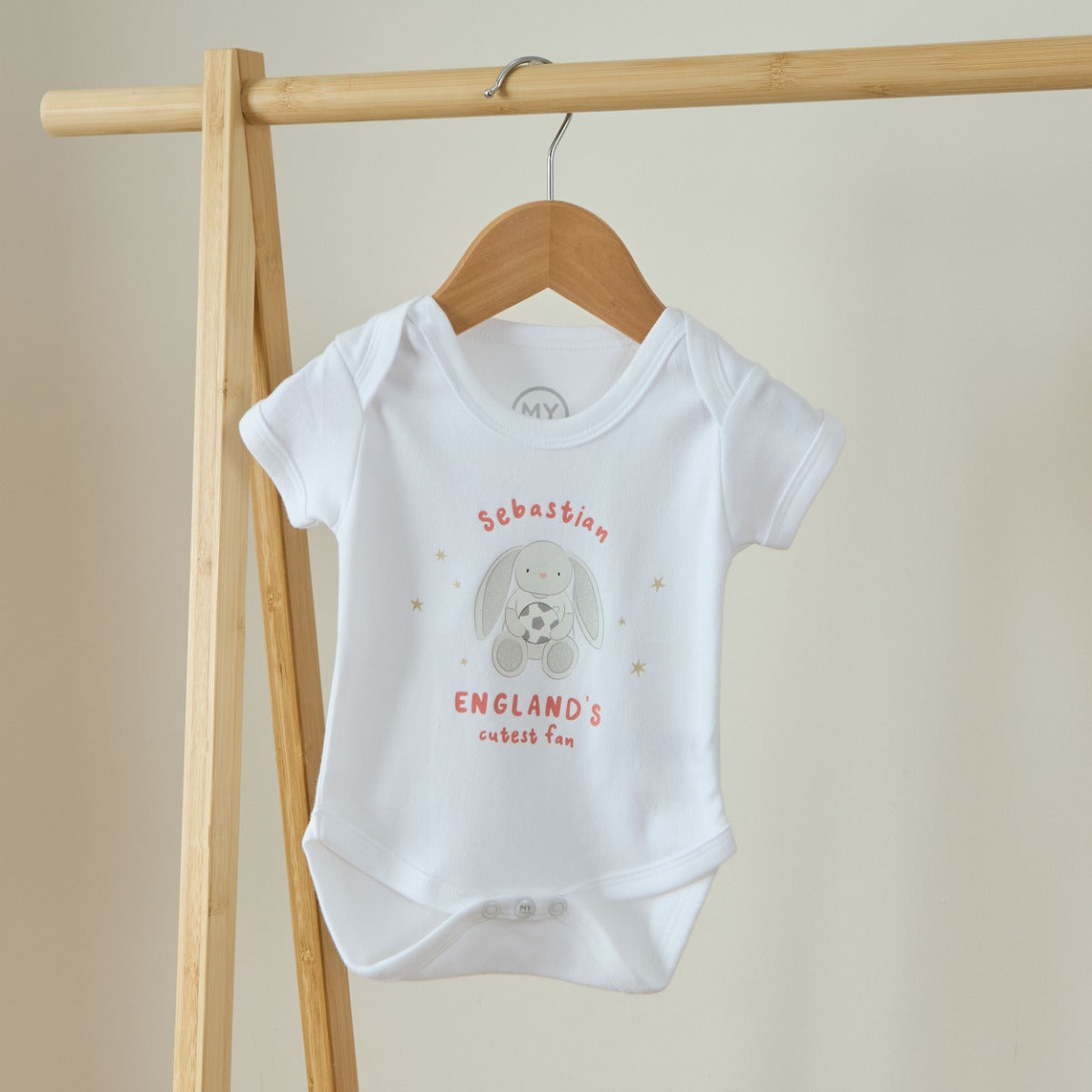 Personalised England Fan White Bodysuit