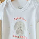 Personalised England Fan White Bodysuit