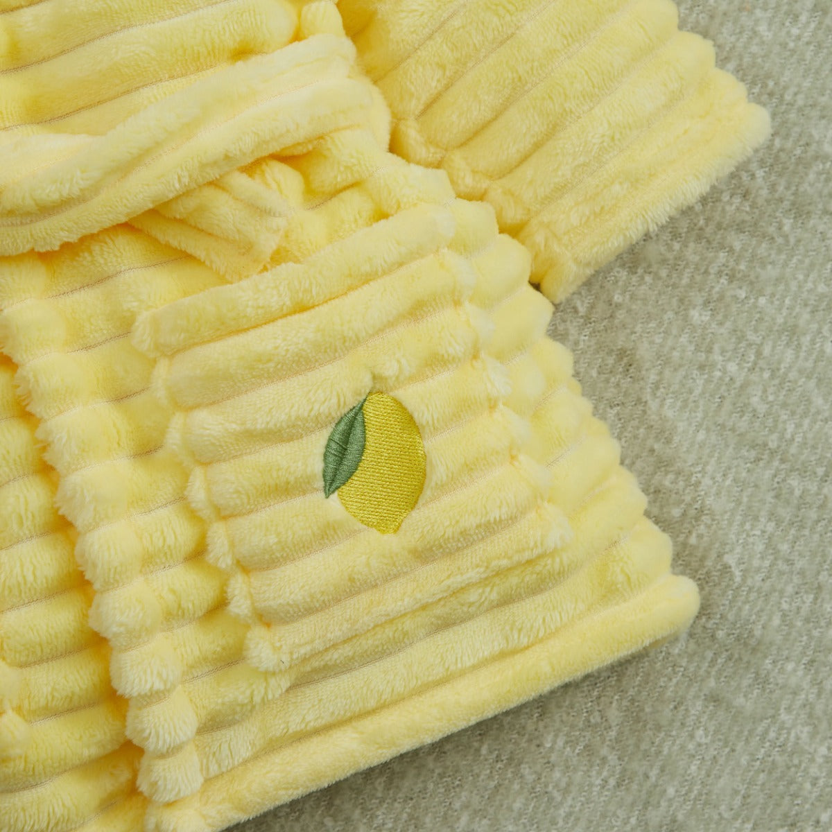 Personalised Lemon Ribbed Fleece Robe