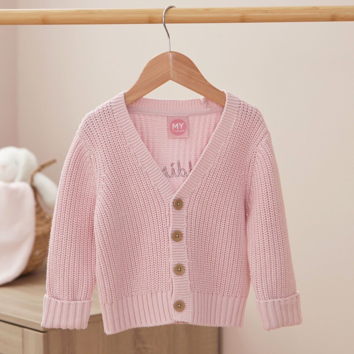 Personalised Little and Loved Pink Cardigan