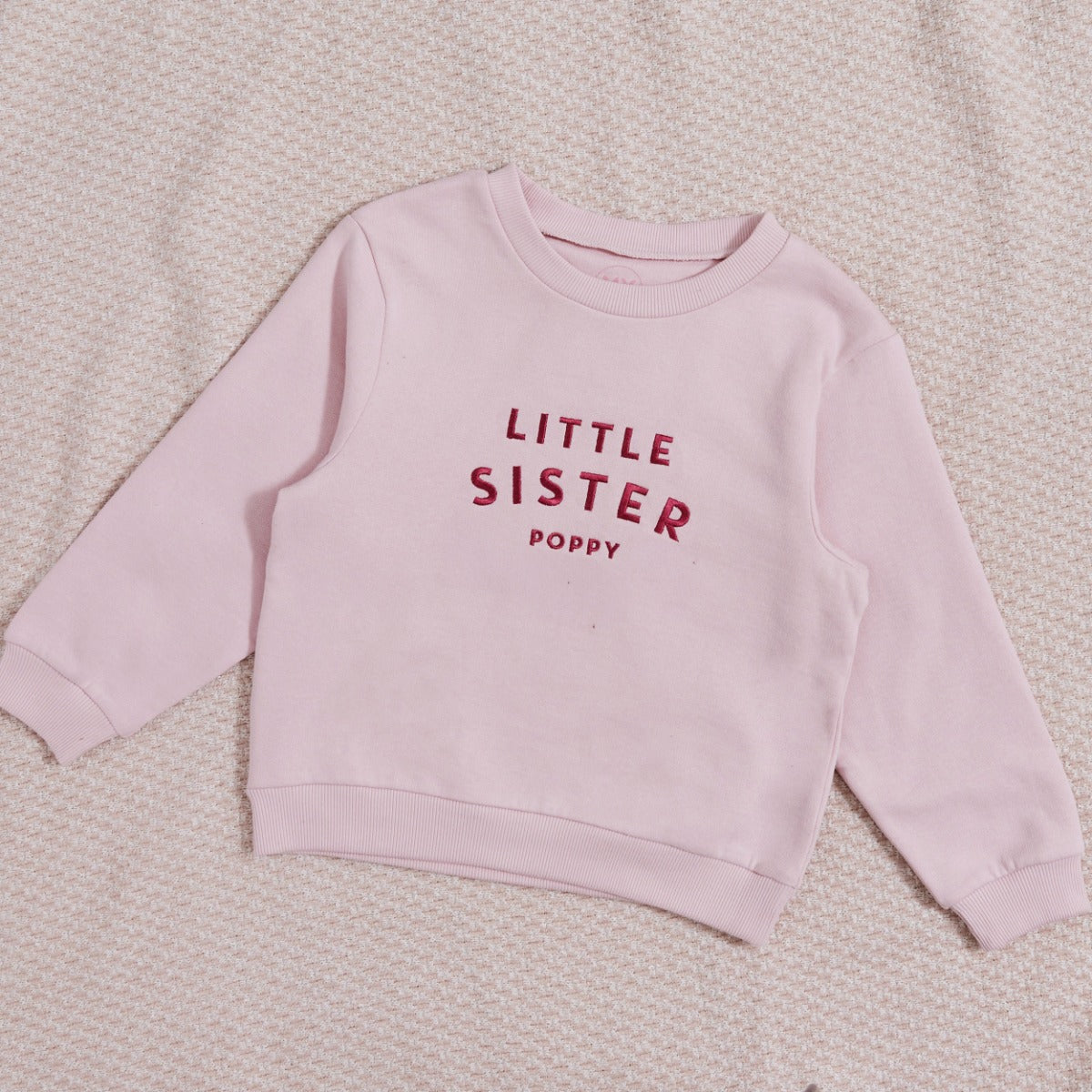 Personalised Little Sister Sweatshirt in Pink
