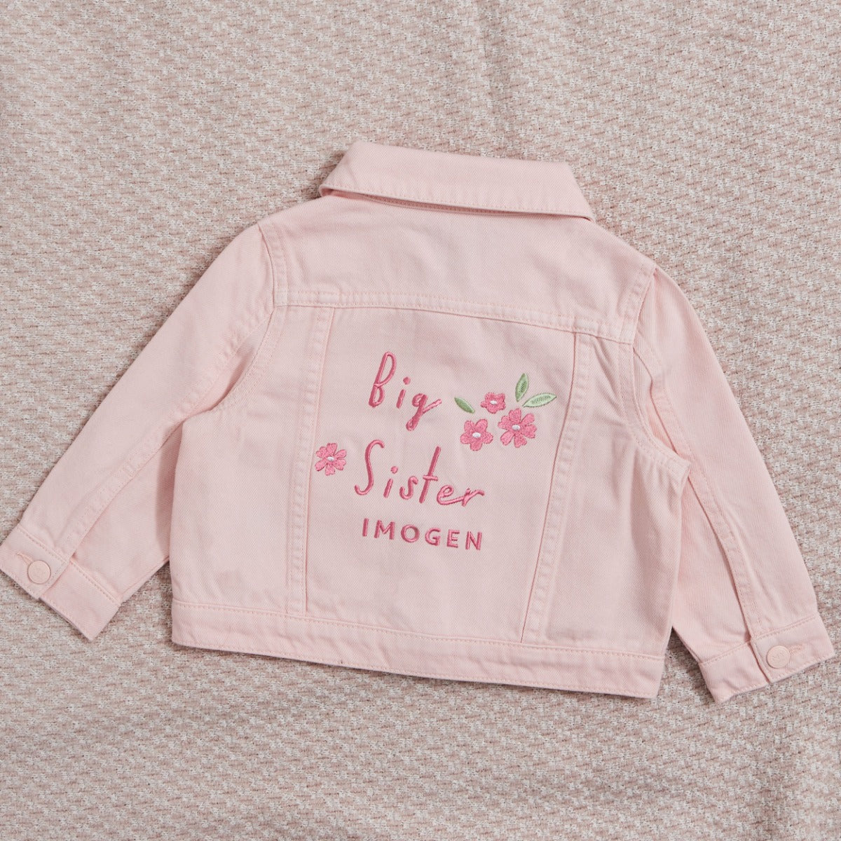 Personalised Big Sister Pink Denim Jacket 
