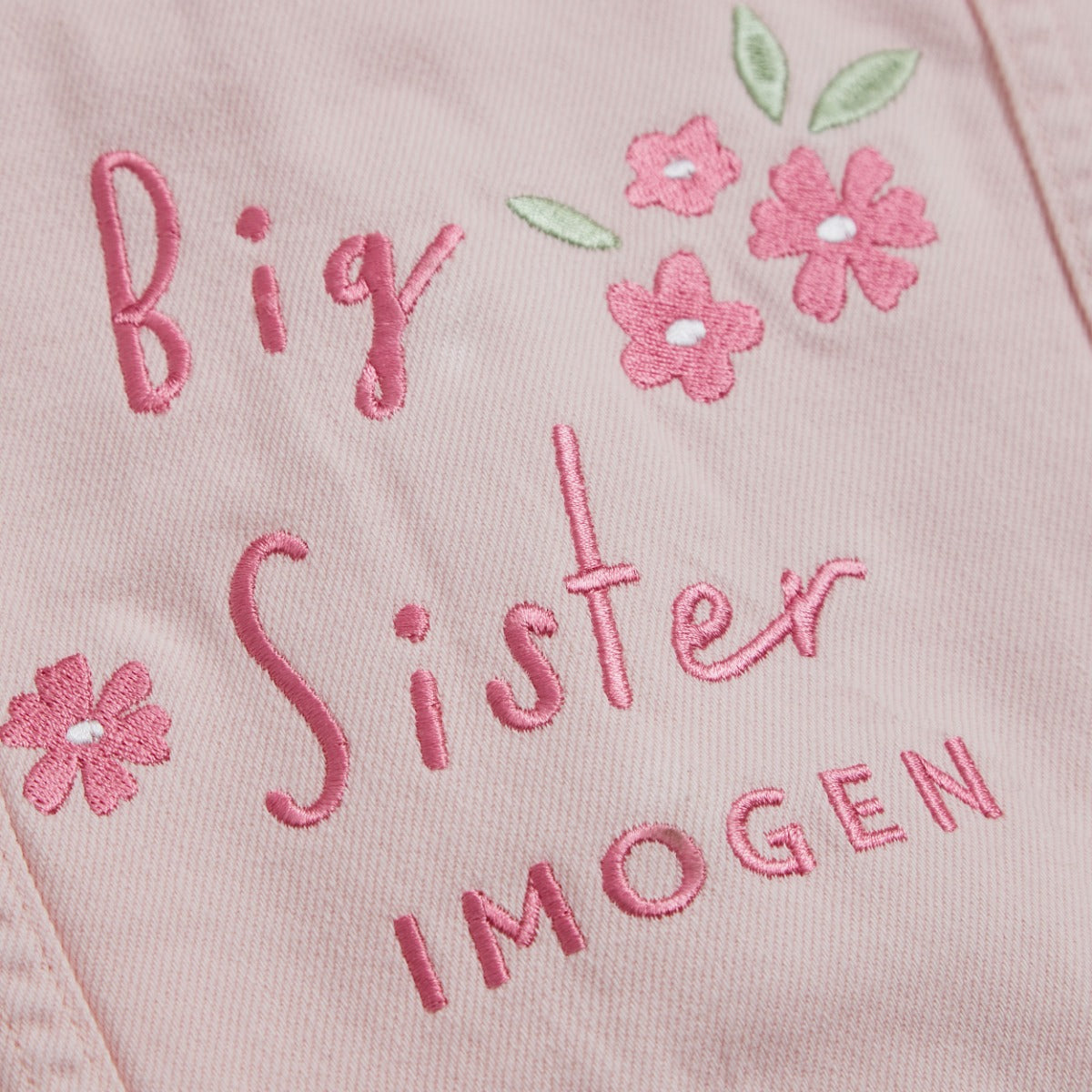 Personalised Big Sister Pink Denim Jacket 