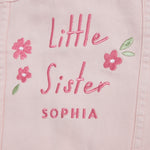 Personalised Little Sister Pink Denim Jacket 