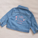 Personalised Little Sister Blue Denim Jacket