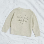 Personalised Christening Our Tiny Blessing Oatmeal Cardigan