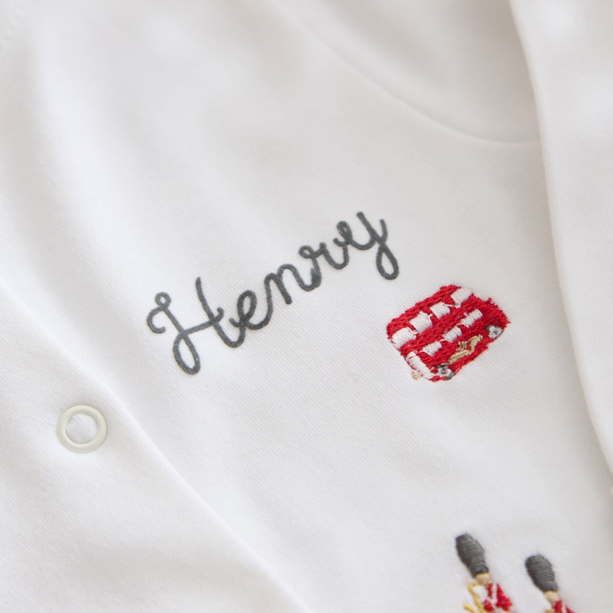 Personalised Heritage London Embroidered Organic Cotton Sleepsuit