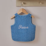 Personalised Back Name Quilted Denim Gilet