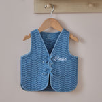 Personalised Front Name Quilted Denim Gilet