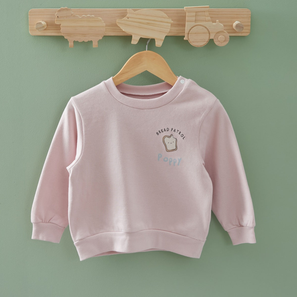 Personalised Duck Feeding Crew Pink Sweater