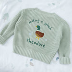 Personalised Duck Sage Cardigan