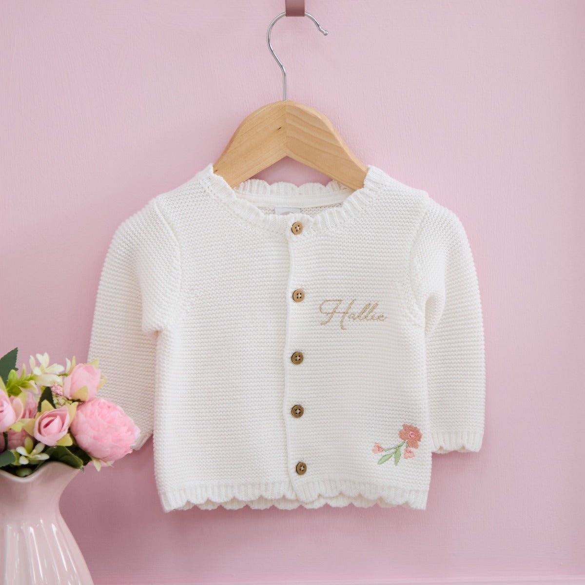 Personalised Floral Flower Girl Lightweight Cardigan