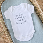 Personalised Our First Father's Day Grey Star White Bodysuit