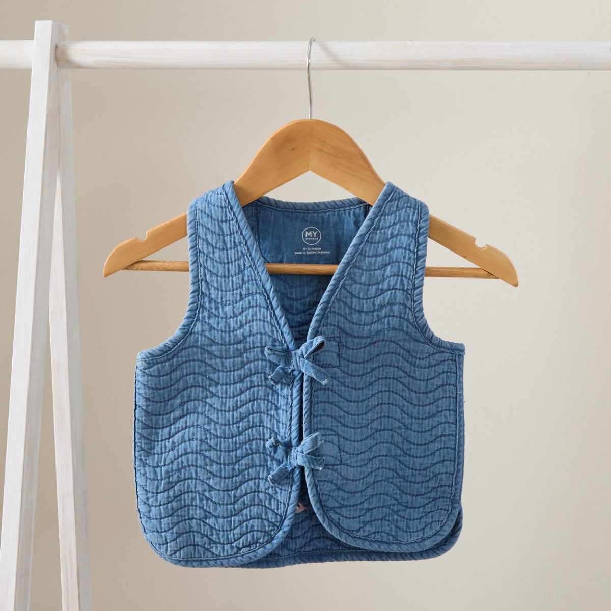 Personalised Red Fruit Quilted Denim Gilet
