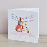 Personalised Flopsy Bunny™ Beautiful Baby Greeting Card
