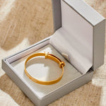 Gold Engraved Baby Keepsake Bangle with Diamond