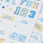 My Kids Personalised Blue Varsity Sticker Sheets