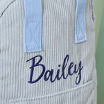 Personalised Big Name Blue Cord Mini Backpack