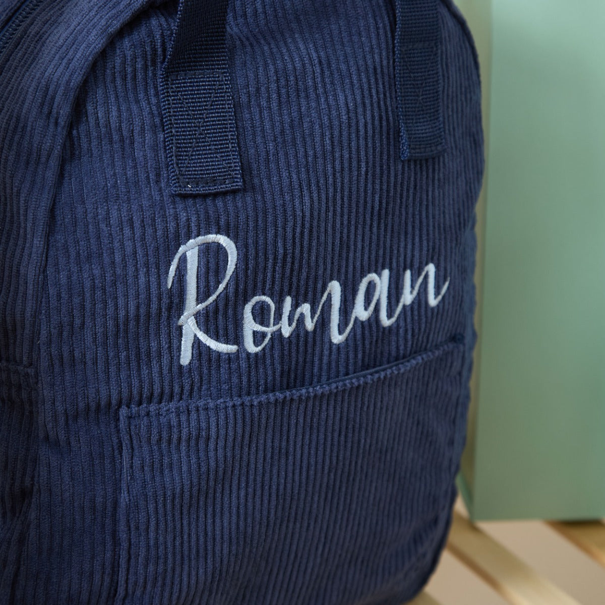 Personalised Big Name Navy Cord Mini Backpack
