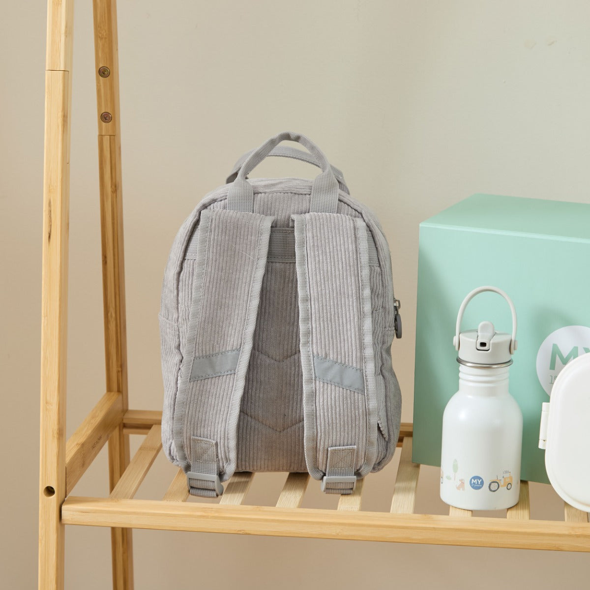 Personalised Big Name Grey Cord Mini Backpack