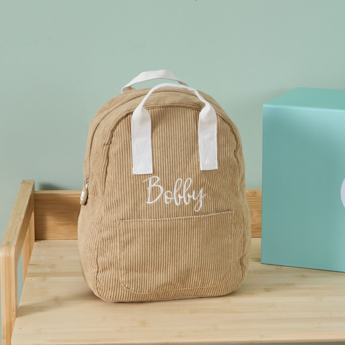 Personalised Big Name Caramel Cord Mini Backpack