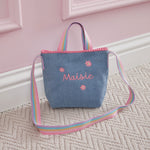 Personalised Denim Rainbow Handbag