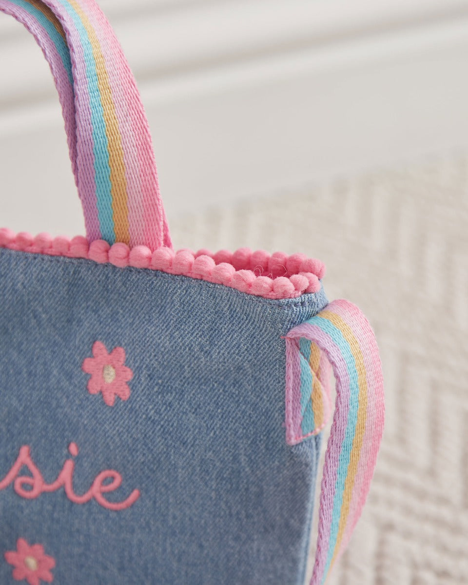 Personalised Denim Rainbow Handbag