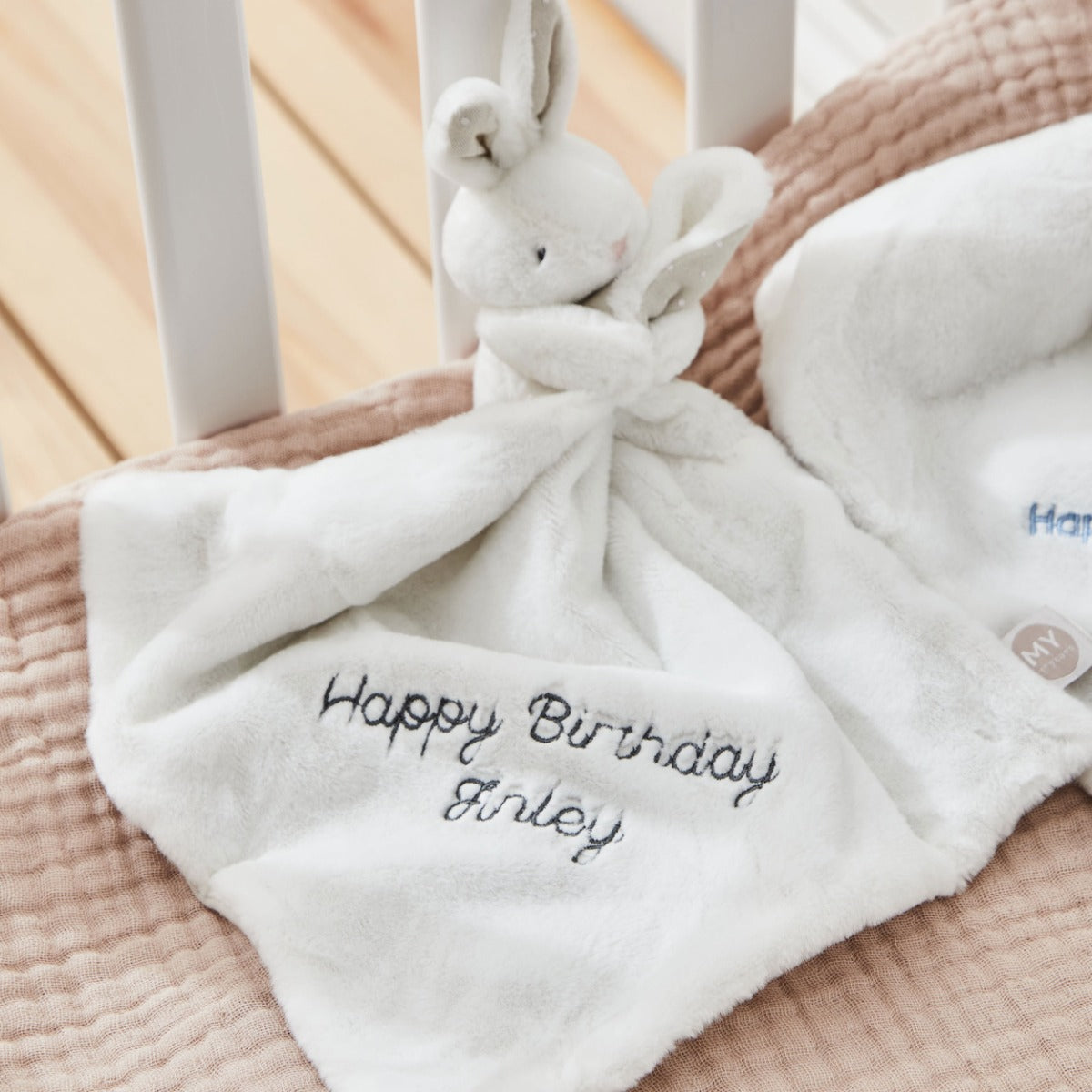 Personalised White Super Soft Bunny Comforter