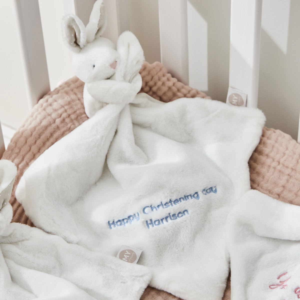 Personalised White Super Soft Bunny Comforter