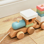Personalised Wooden Train Pull-A-Long Toy with Blocks FSC®