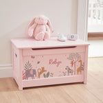 Personalised Pink Safari Toy Box 