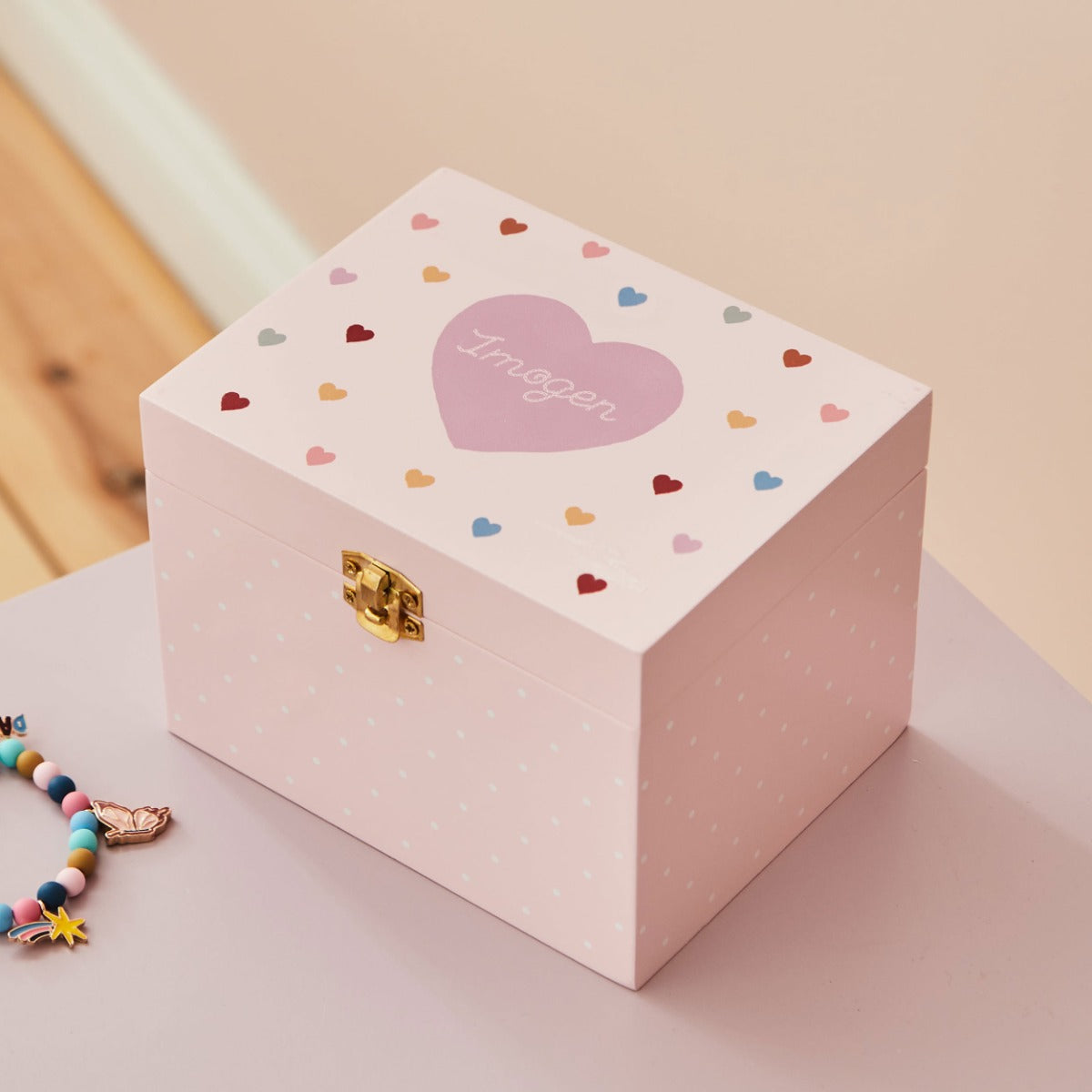 Personalised Wooden Pink Jewellery Box FSC® – My 1st Years