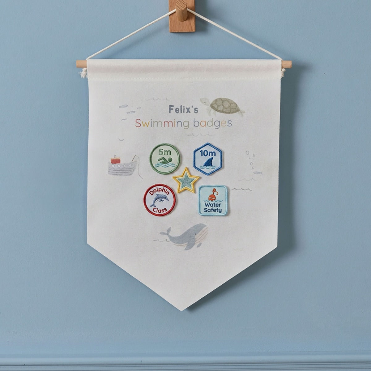 Personalised High Tide Swimming Badges Wall Hanging