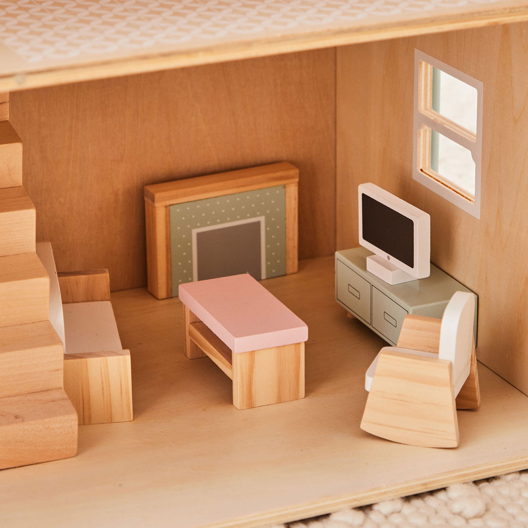 Wooden Doll’s House Living Room Furniture