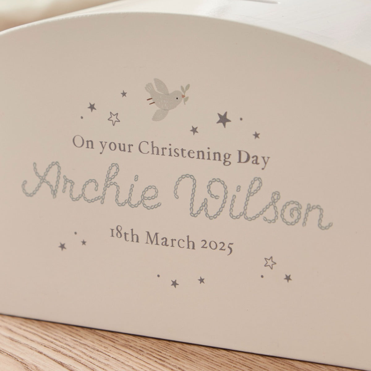 Personalised On Your Christening Day Money Box FSC®