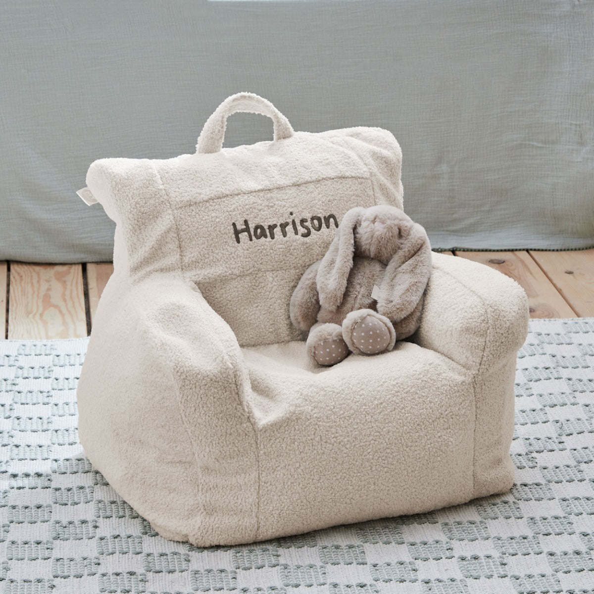 Personalised Ecru Name Bean Bag Filled Chair