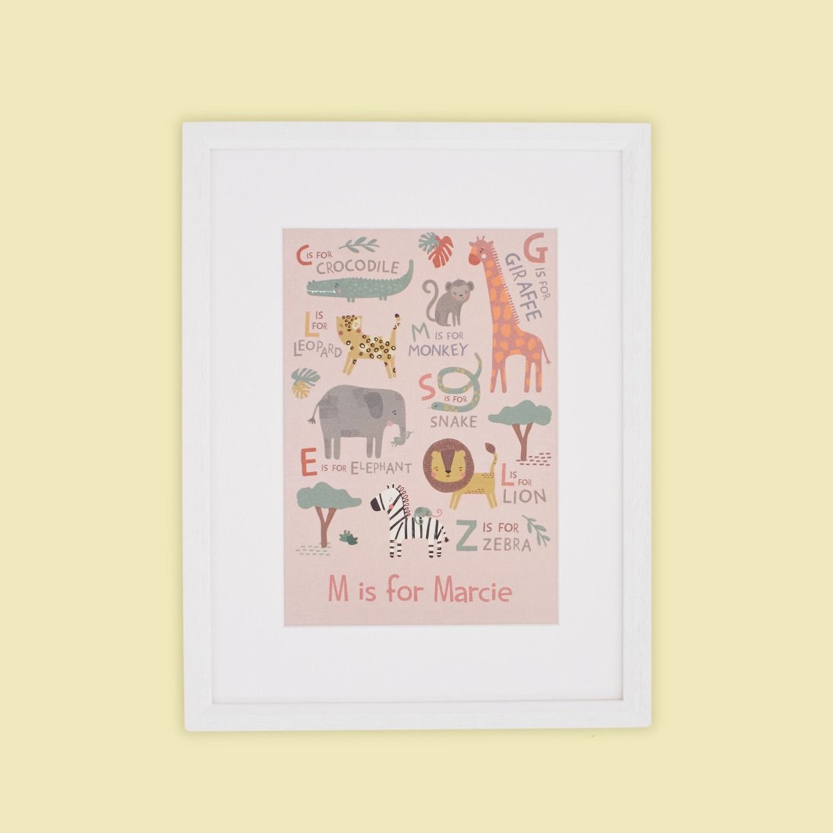 Safari Animal Pink Wall Art 
