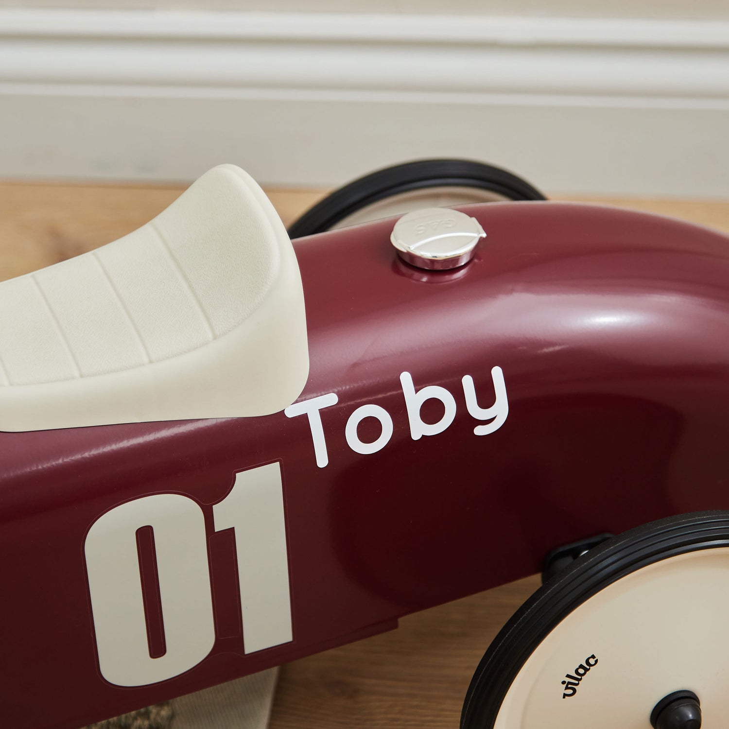 Personalised Burgundy Vilac Racing Ride-on Car