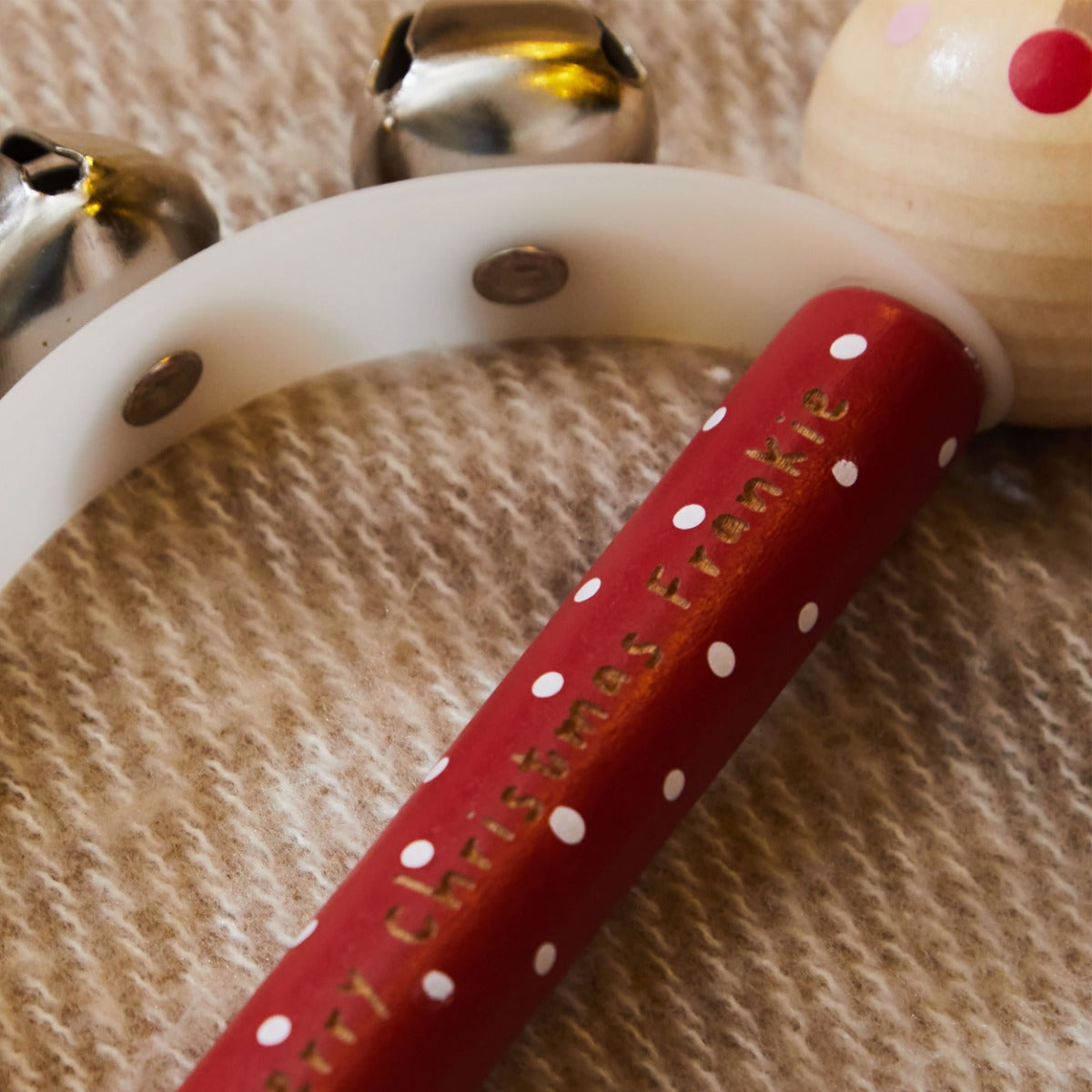 Personalised Wooden Reindeer Handbell FSC®