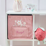 Personalised White Daisy Pink Storage Cube 