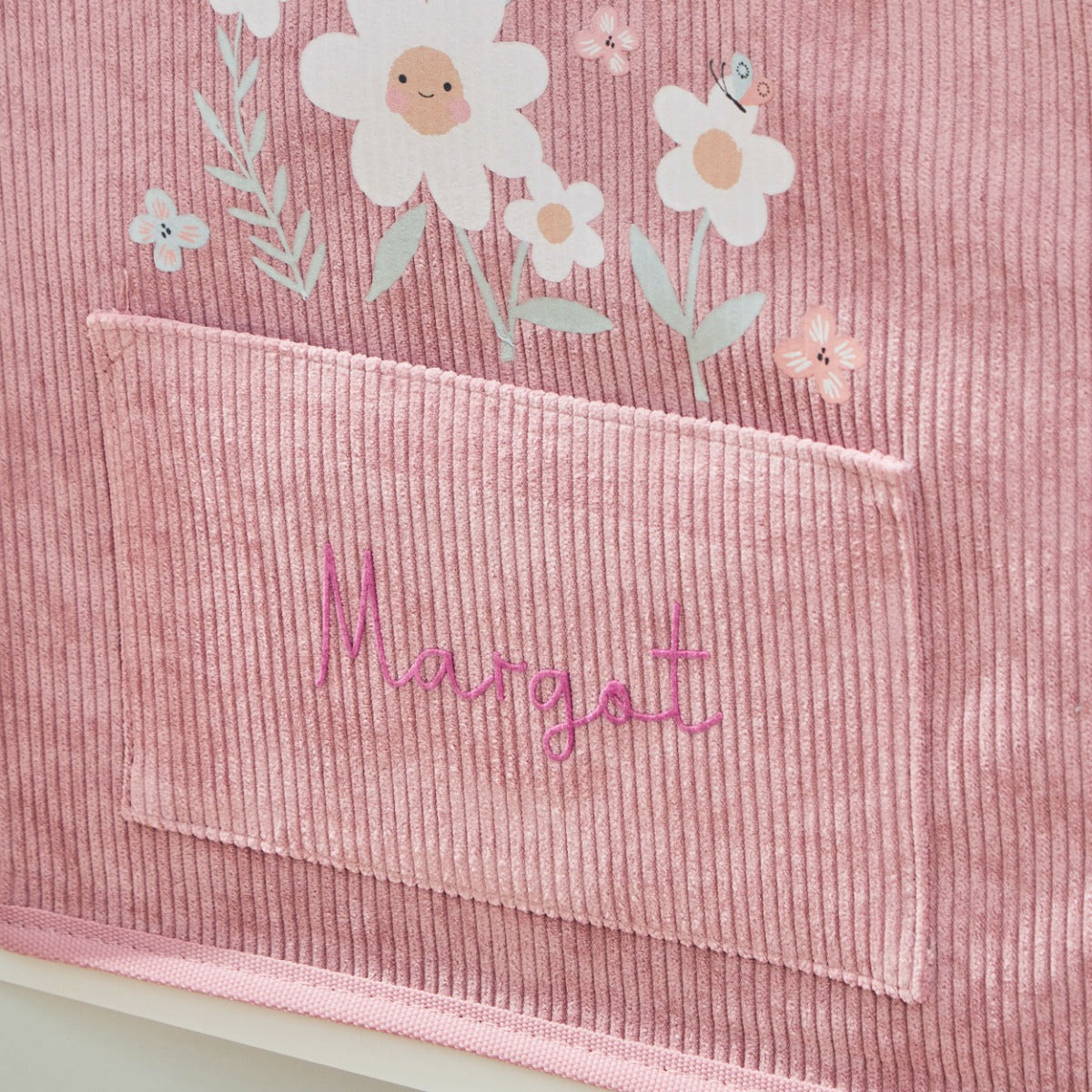 Personalised White Daisy Pink Storage Cube 