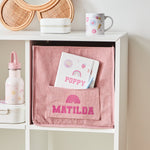 Personalised My Kids Pink Rainbow Cube Storage 
