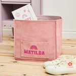 Personalised My Kids Pink Rainbow Cube Storage 