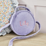 Personalised Pink Gradient Name Lilac Cord Handbag 