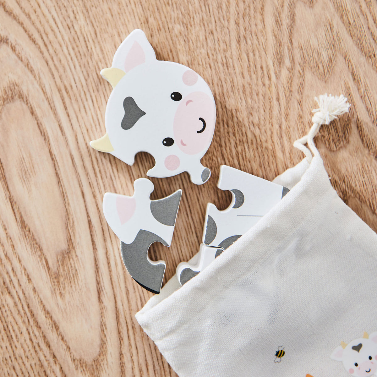 Personalised Orange Tree Toys Cow Wooden Puzzle